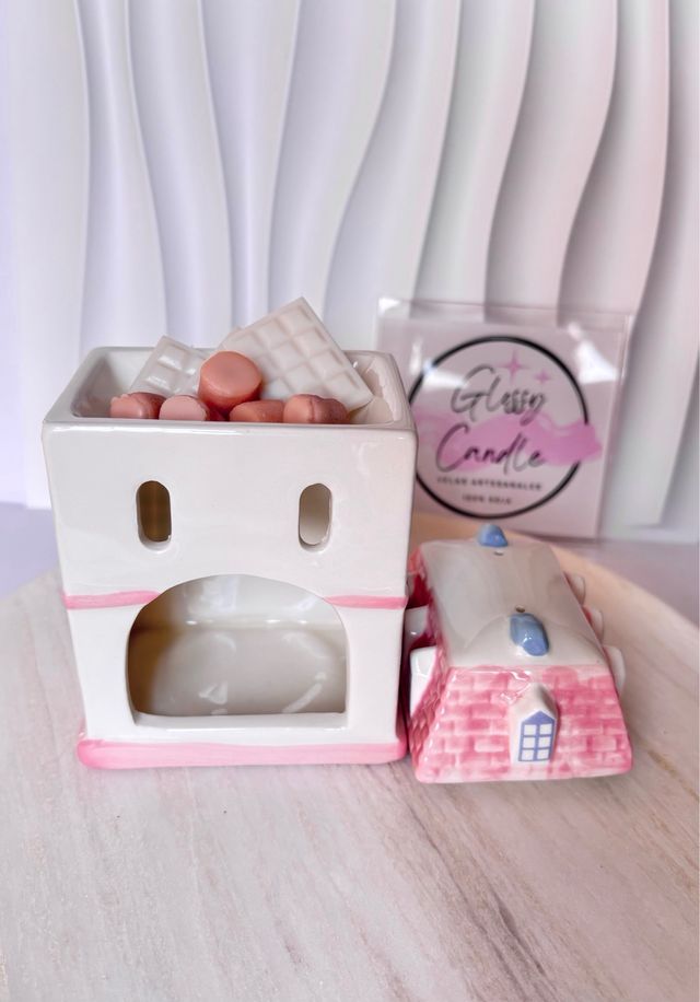 Quemador Wax Melts Casita Pastel Cerámica